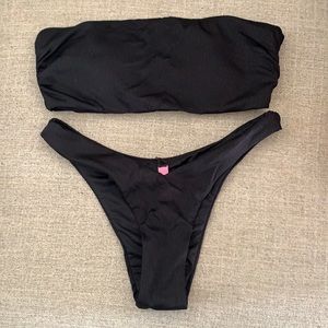 Black Victoria’s Secret Bandeau Bikini Top (M) with Brazilian Bottoms (S)